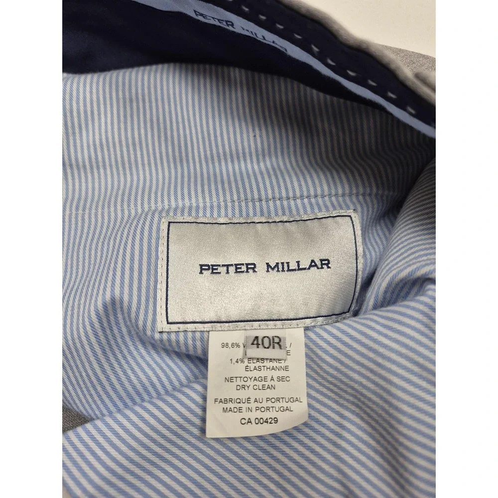 Peter Millar Dress Pants Mens 38x31 Gray Virgin Wool Stretch Flat Front FLAW